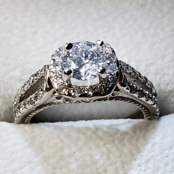 14K white gold diamond ring - Picture 2 of 11